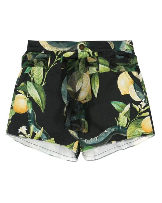 Roberto Cavalli Green Lemon-print Shorts