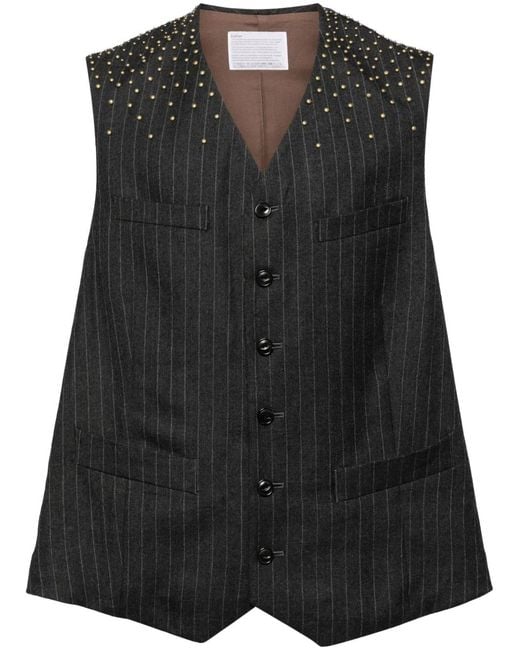 Kolor Black Stud-Embellished Waistcoat for men