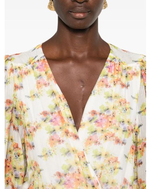Styland Metallic Floral-Print Tiered Dress