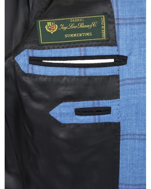 Al Duca D'aosta Blue Loro Piana Window Pane-Check Jacket for men
