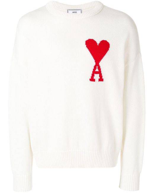 AMI Wolle Pullover mit Herz-Logo in Weiß für Herren | Lyst AT