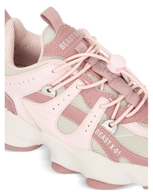 Philipp Plein Pink Runner Beast X-01 Panelled Sneakers