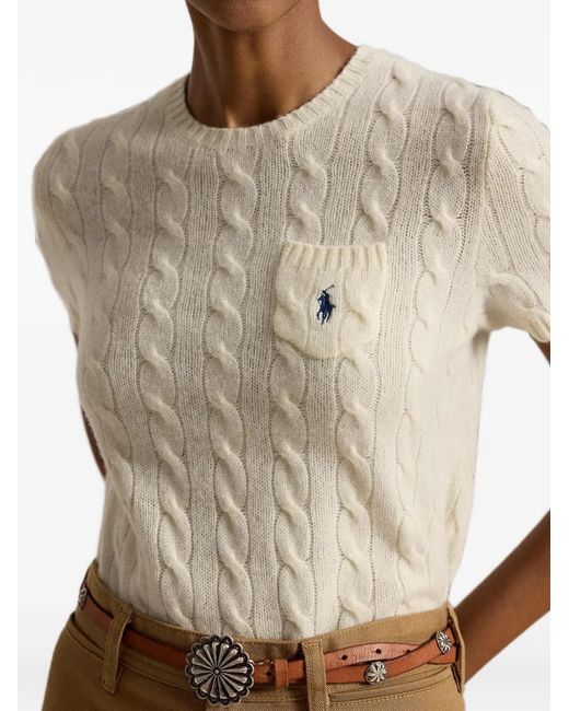 Polo Ralph Lauren Natural Cable Wool-Cashmere Short-Sleeve Jumper