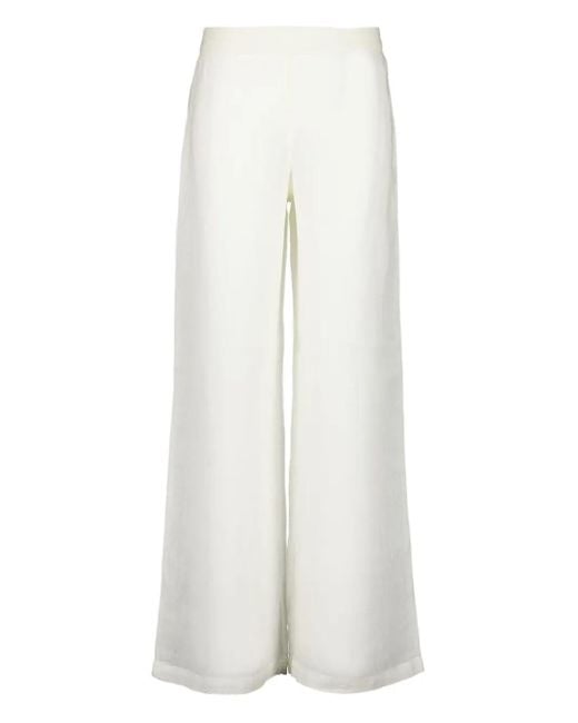 120% Lino White Pull-On Style Linen Pants