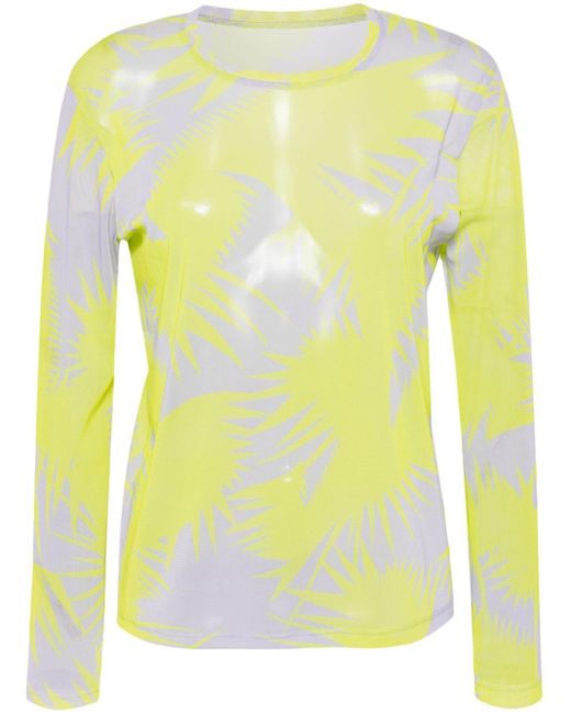 Pleats Please Issey Miyake Yellow Piquant Abstract-print Tulle T-shirt