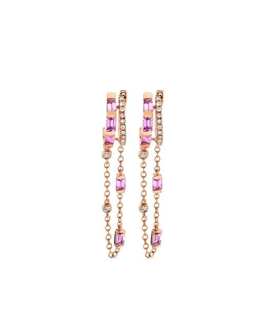 SHAY White 18Ct Rose Double Mixed Fringe Sapphire Earrings