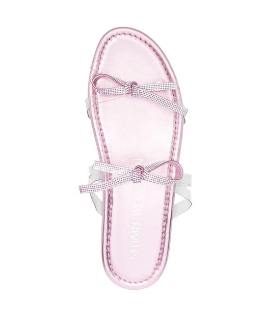 Stuart Weitzman White Sw Bow Slides