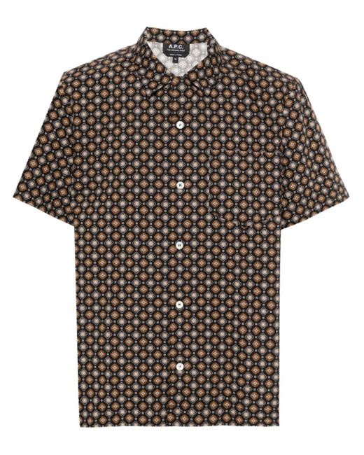 A.P.C. Black Lloyd Geometric-pattern Shirt for men