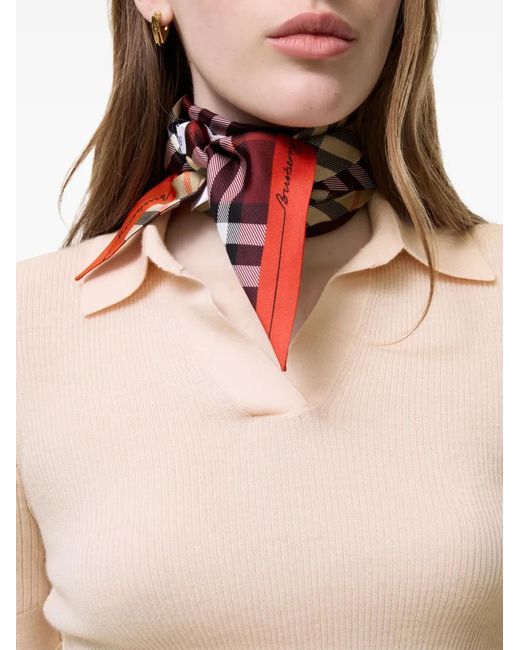 Burberry White Skinny Contraste Check Foulard En Soie