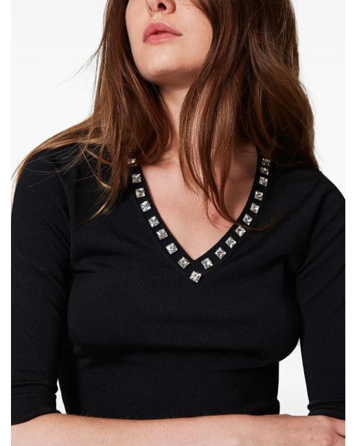 Twinset Black Rhinestoned T-Shirt