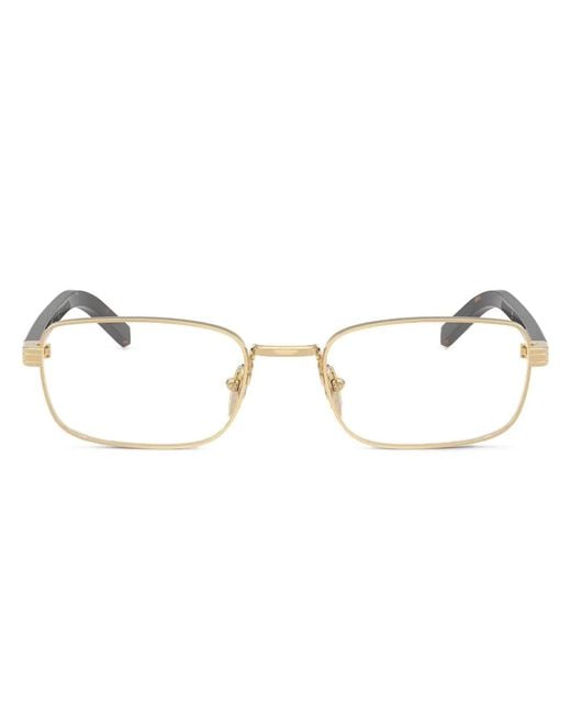 Prada Metallic Brille Mit Eckigem Gestell