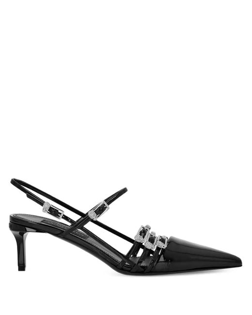 Philipp Plein Black Crystal-Buckle Slingback Pumps