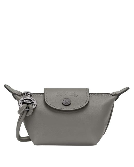 Longchamp Gray Le Pliage Xtra leather coin purse