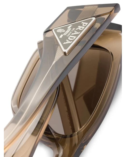 Prada Gray Triangle-Logo Square-Frame Sunglasses for men