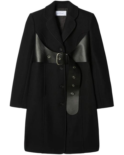 Off-White c/o Virgil Abloh Black Belted Single-Breasted Coat