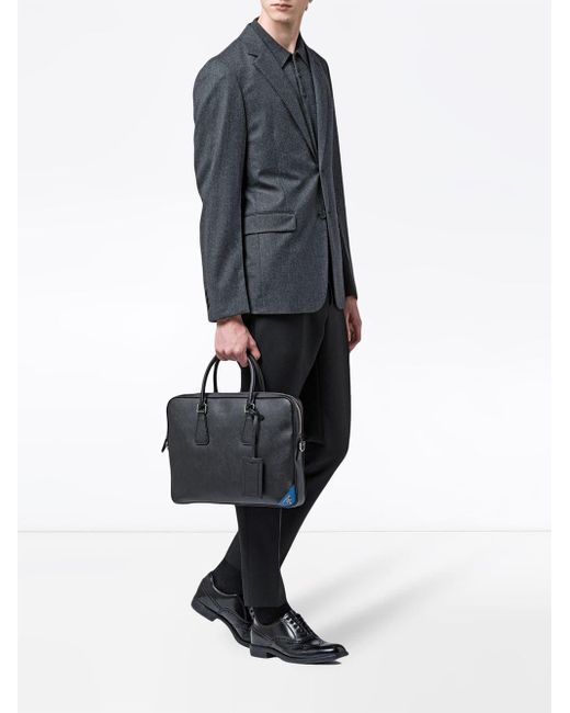 Prada Leather Saffiano Laptop Bag in Black for Men | Lyst