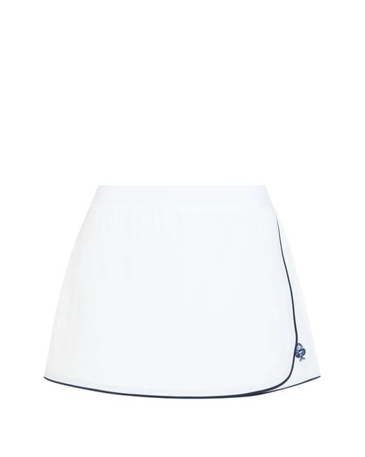 Varley White Anaya Contrast-Piping Wrap-Style Skort