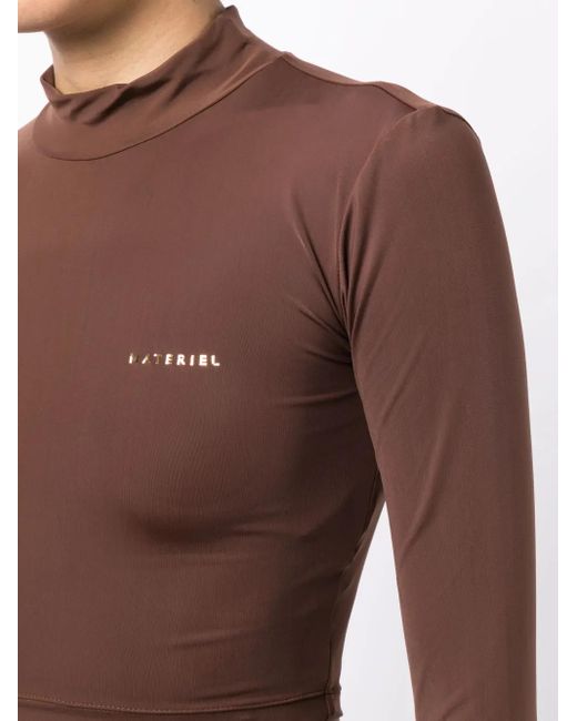 Matériel Brown Laminated-Logo Roll-Neck Top