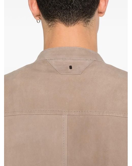 Salvatore Santoro Natural Zip Collarless Jacket for men