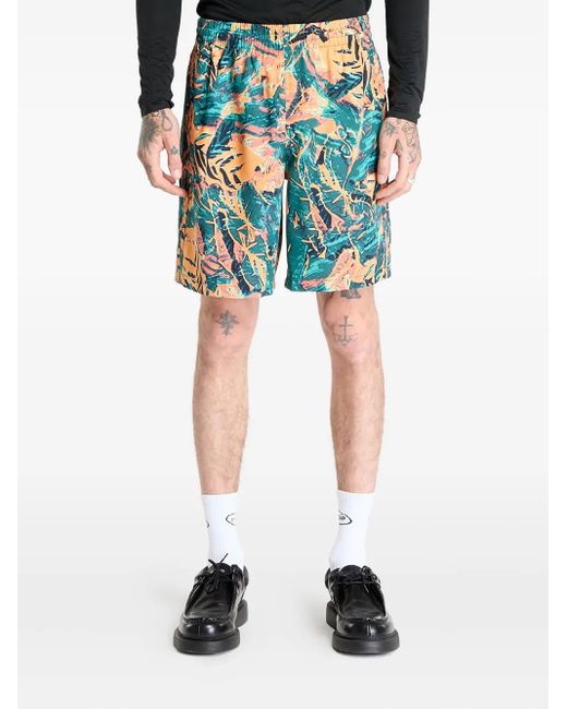 Adidas Green Floral-Print Shorts for men