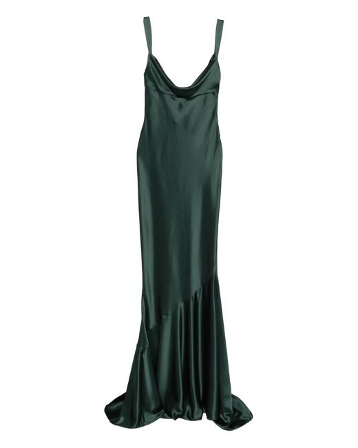 retroféte Green Vinicia Cowl-Neck Ruffled Maxi Dress