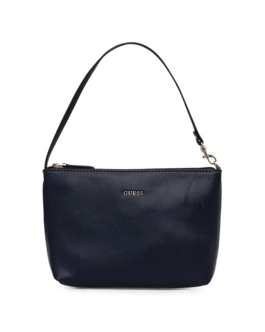 Guess Blue Giully Striped Diamond-Quilted Tote Bag