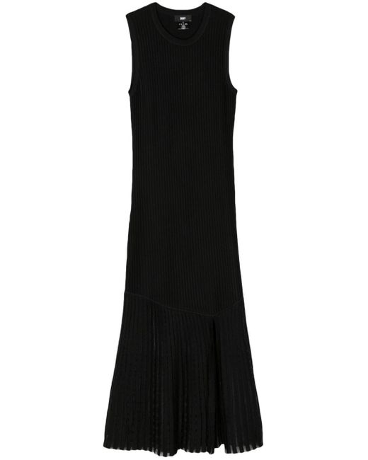 DKNY Black Ribbed-knit Maxi Dress