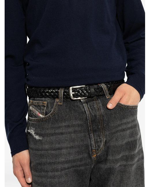 DIESEL White B-Flag Braided Belt for men