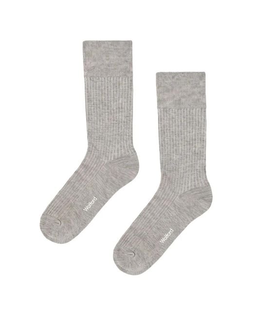Wolford White Ribbed Stretch-Cotton Socks