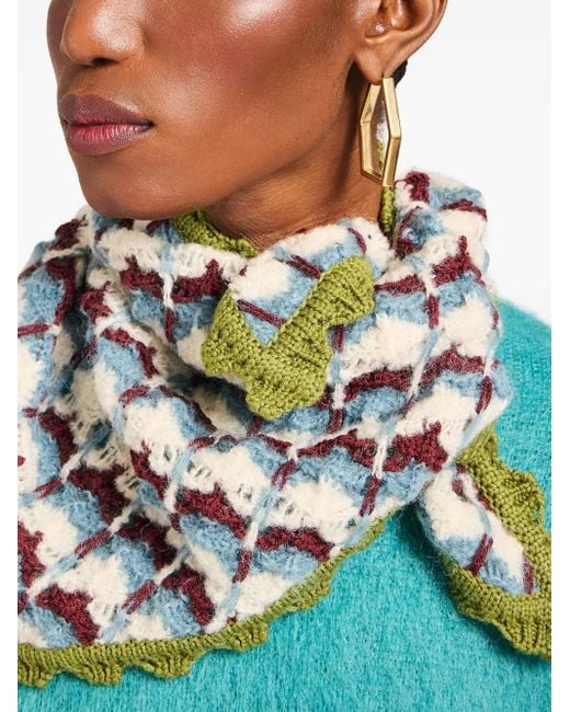 LaDoubleJ White Triangle-Shape Crochet Scarf