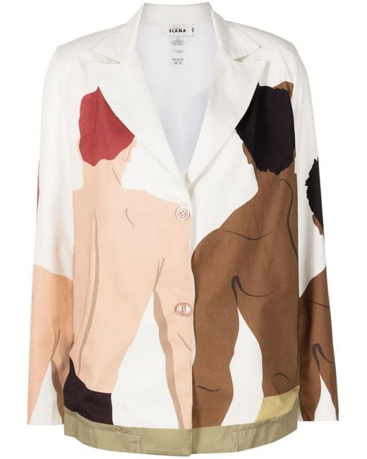 Amir Slama Pink Swimmer-Print Cotton Jacket