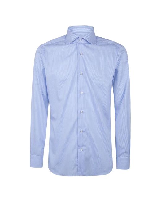 Barba Napoli Blue Striped Shirt for men