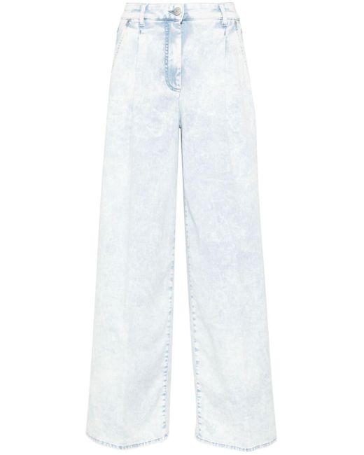 Peserico White High-Waist-Jeans mit Logo-Patch