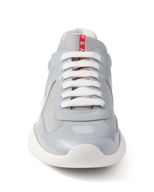 Prada White America'S Cup Logo-Patch Sneakers for men