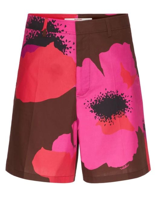 Bermuda Con Stampa Flower Portrait di Valentino Garavani in Pink da Uomo