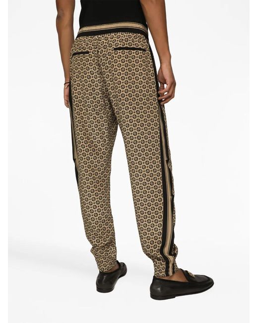 Dolce & Gabbana Multicolor Monogram-Pattern Print Silk Trousers for men
