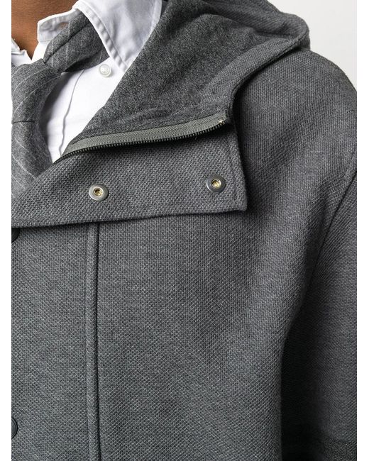 Thom Browne Gray Tonal 4-Bar Hooded Jacket for men