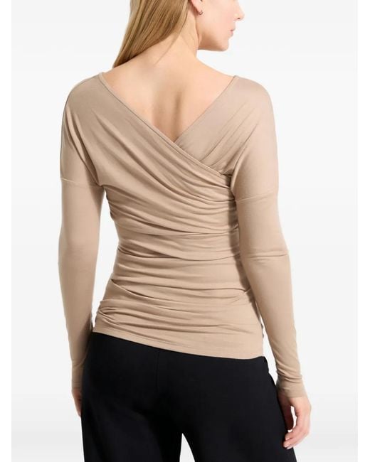 MARCELLA Natural Jisoo Long-Sleeve V-Neck T-Shirt