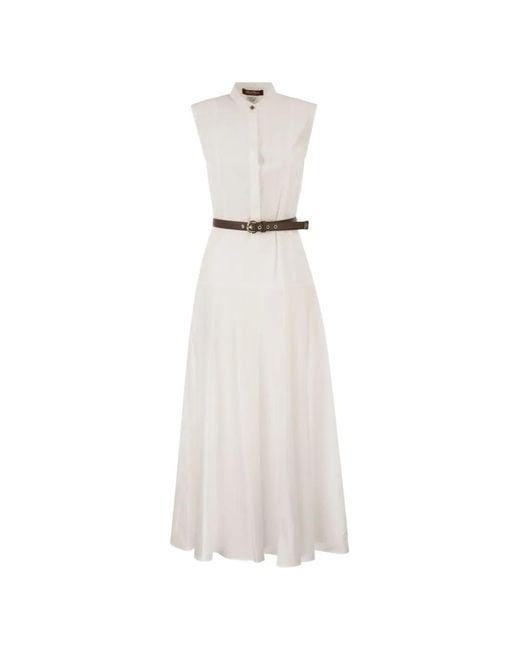 Max Mara White Belted Maxi Dress