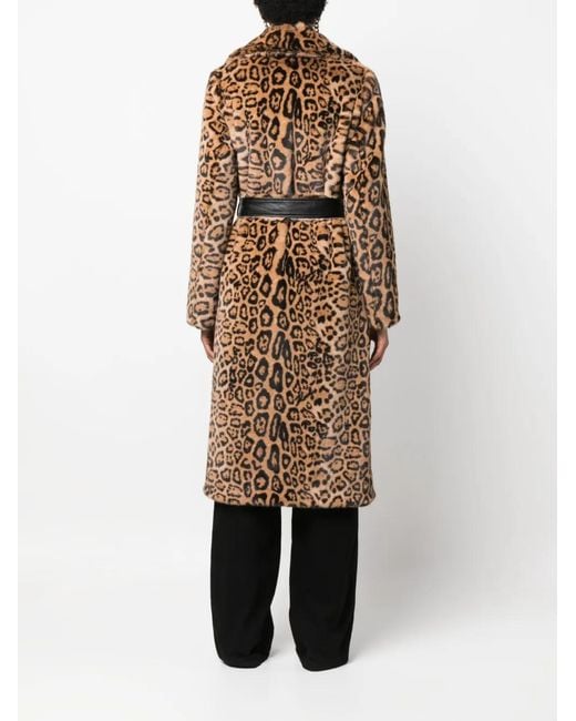 Philipp Plein Natural Leopard-Print Self-Tie Coat