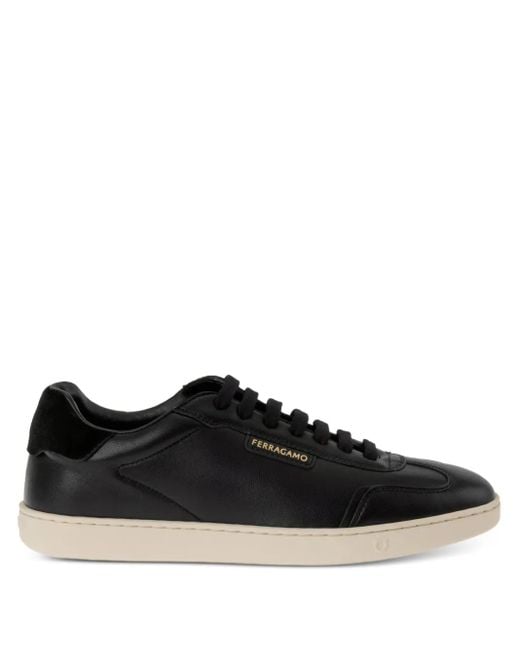 Ferragamo Black Low-Top Leather Sneakers