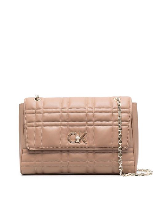 Calvin Klein Relock Quilted Shoulder Bag in Brown (Pink) Lyst