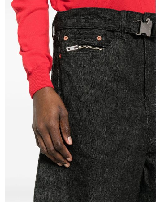 Short en jean à taille ceinturée Sacai en coloris Black