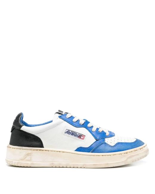 Autry Super Vintage Medalist Low Sneakers In Blue, Black And White Leather for men