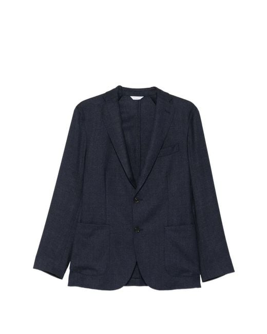 Boglioli Blue K-Jacket Single-Breasted Patch-Pockets Blazer for men