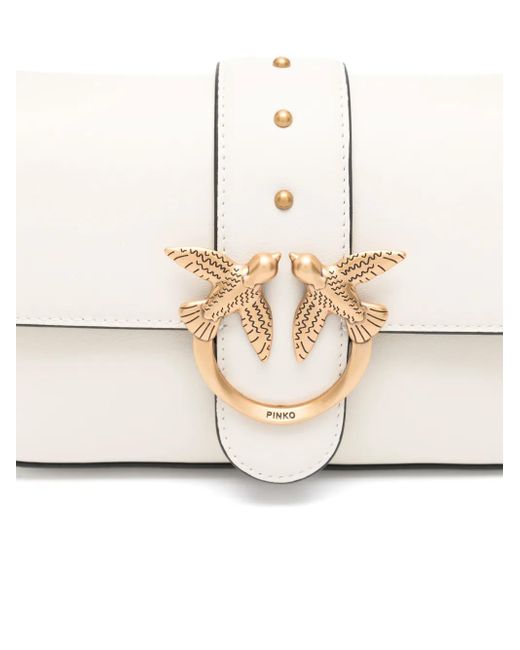 Pinko White Love Bag Slouchy Shoulder Bag