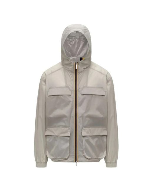 K-Way Gray Hooded Pocket Jacket for men