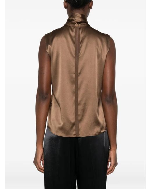 Dorothee Schumacher Brown Sence Of Shine Bow-Detail Sleeveless Top