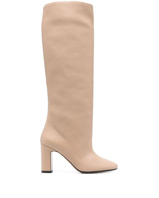 Kiton White 95mm Leather Knee-high Boots