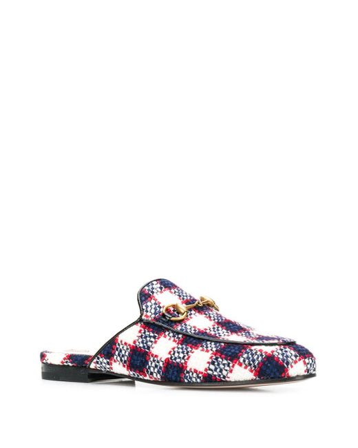 gucci blue tweed loafers